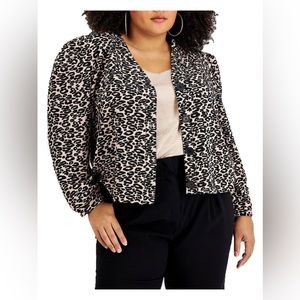 Bar lll Plus Womens Puff Sleeve Animal Print Shirt Jacket